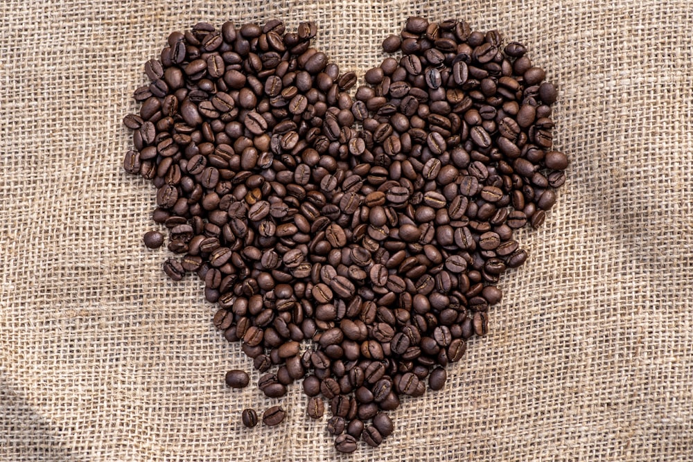 heart-shaped coffee beans