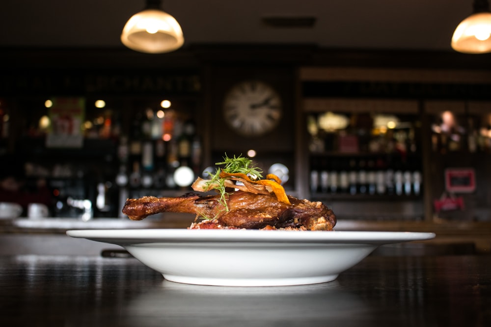 plate of roasted chicken