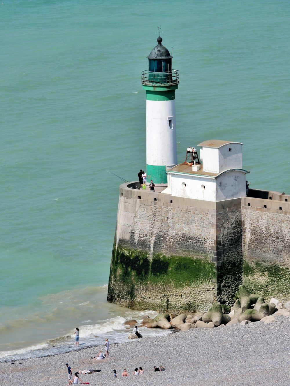 white and green lighthouse