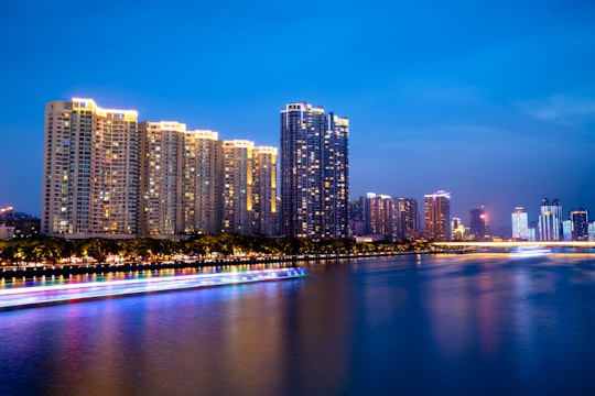 night cityscape in Tsing Yi Promenade China