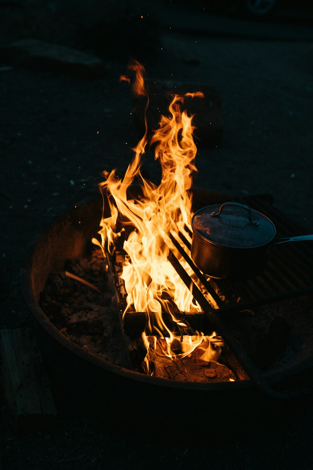 sauce pan on fire