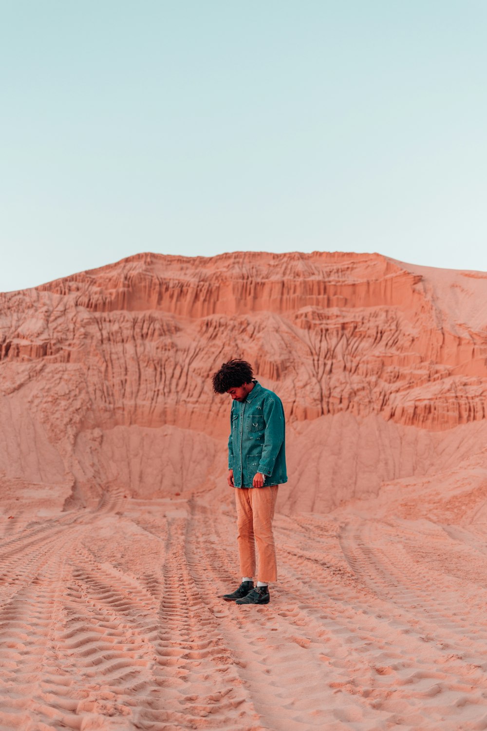 man standing on deserted place