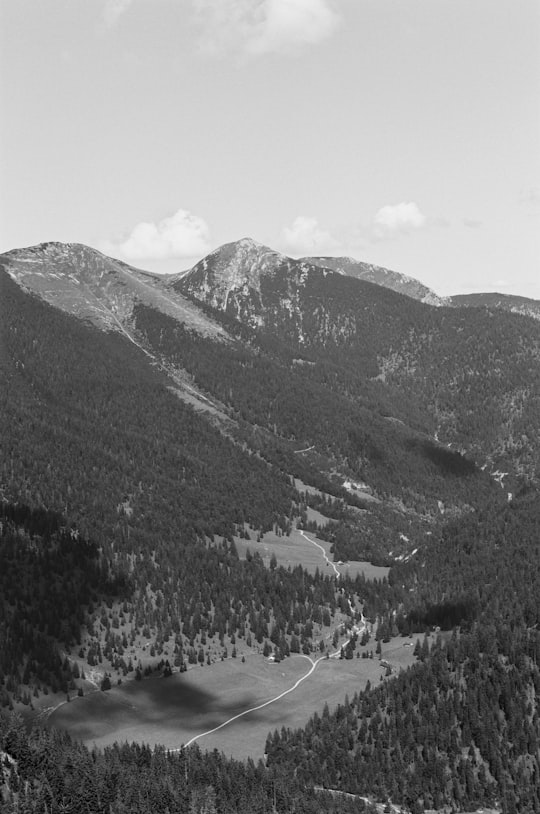 grayscale photo of mountains in Wank Germany