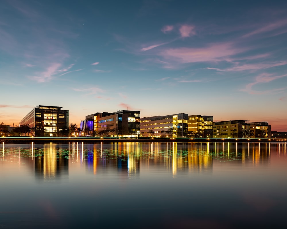 view of buildings during sunset