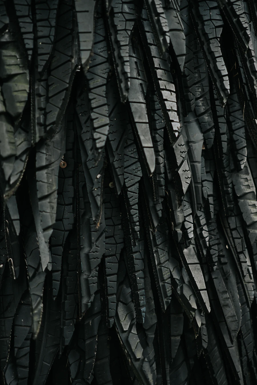 Recycled rubber chips close-up