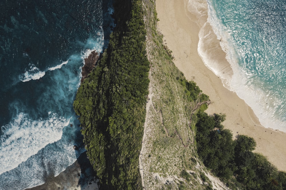 bird's-eye view photography of island