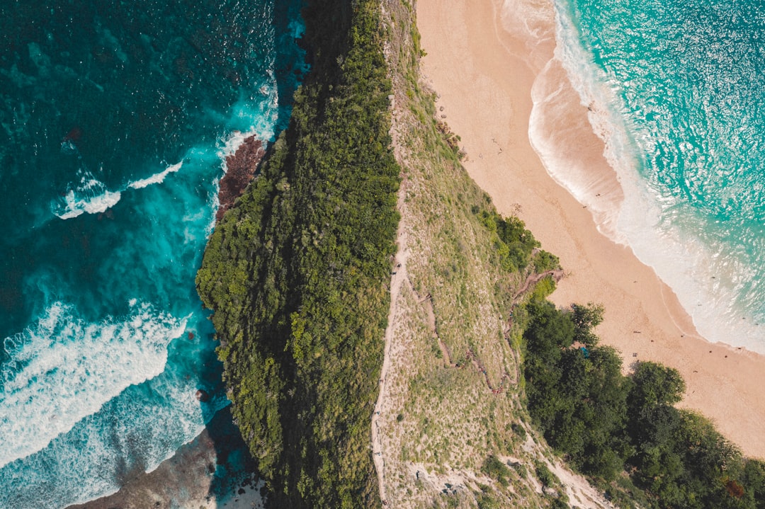 bird's-eye view photography of island