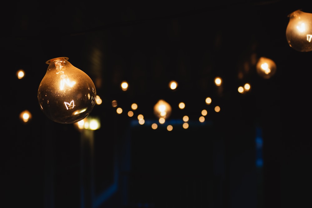 bokeh photography of string lights