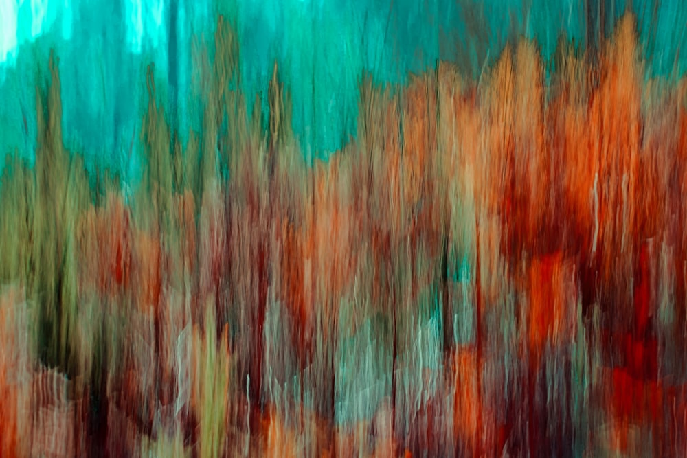 teal and orange abstract painting