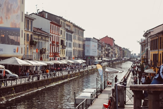 rover between concrete houses in Naviglio Grande Italy