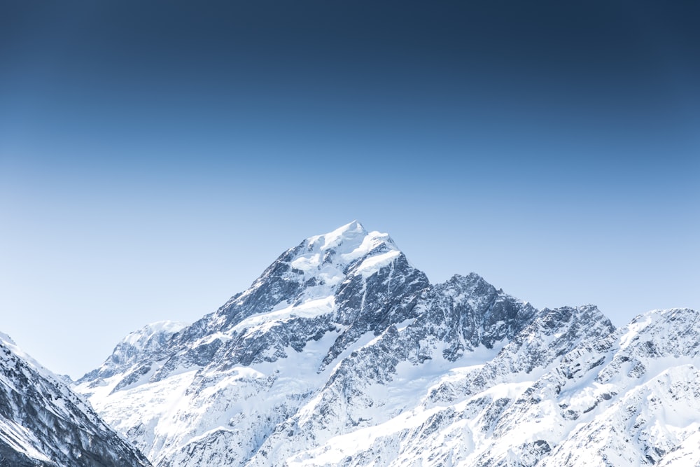 birds eye view of mountain coated by snow