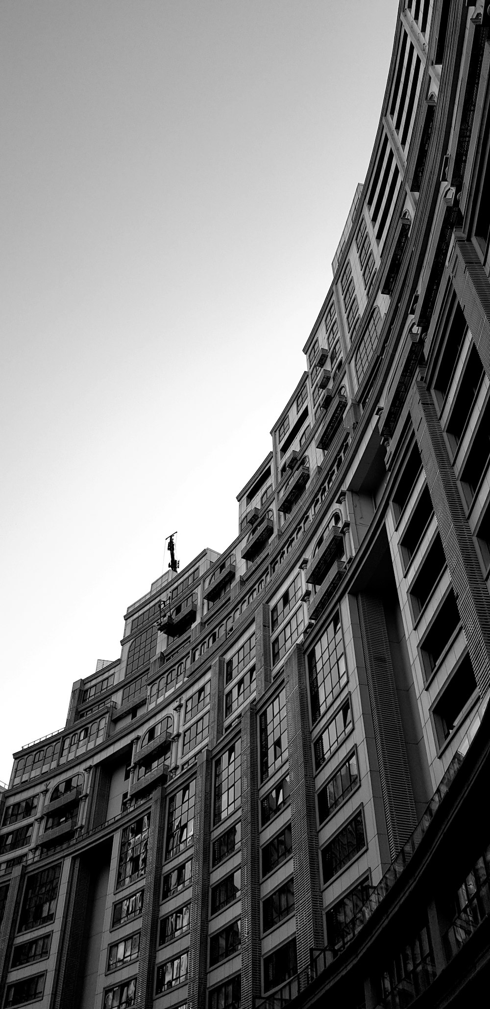 grayscale photography of building