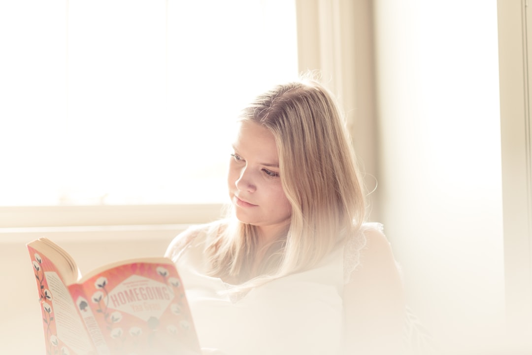 woman reading book