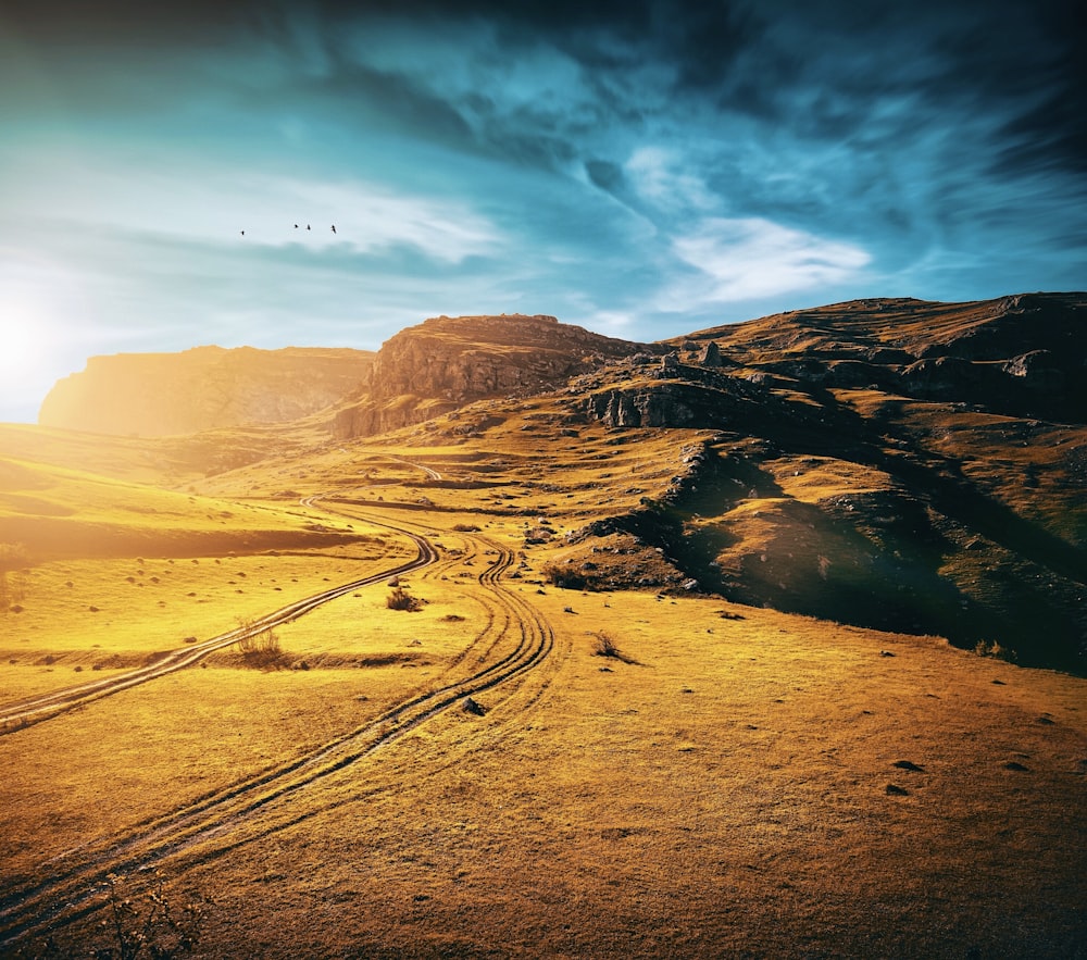 aerial photography of desert field