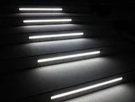 stair with fluorescent lights
