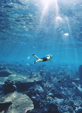 man under water