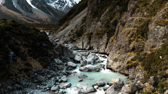 river between mountain in Aoraki/Mount Cook National Park New Zealand