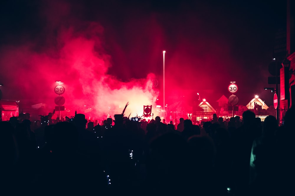 crowd of people at night