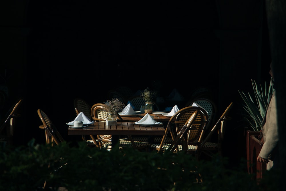 brown wooden dining set