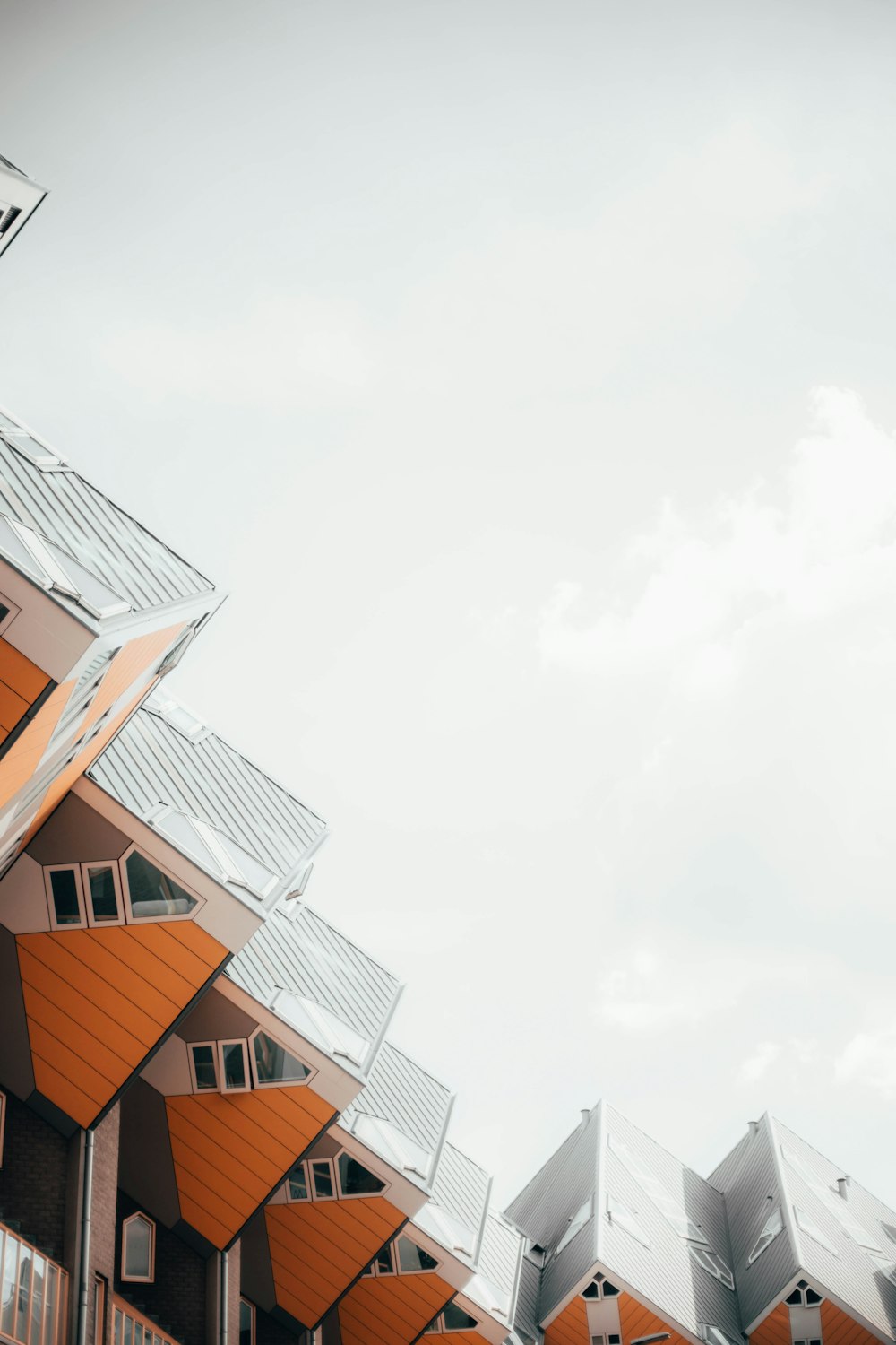 white and orange wooden houses