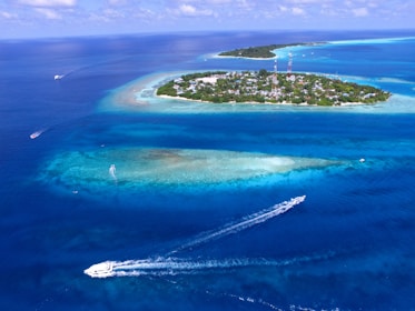 bird's-eye photography of islet