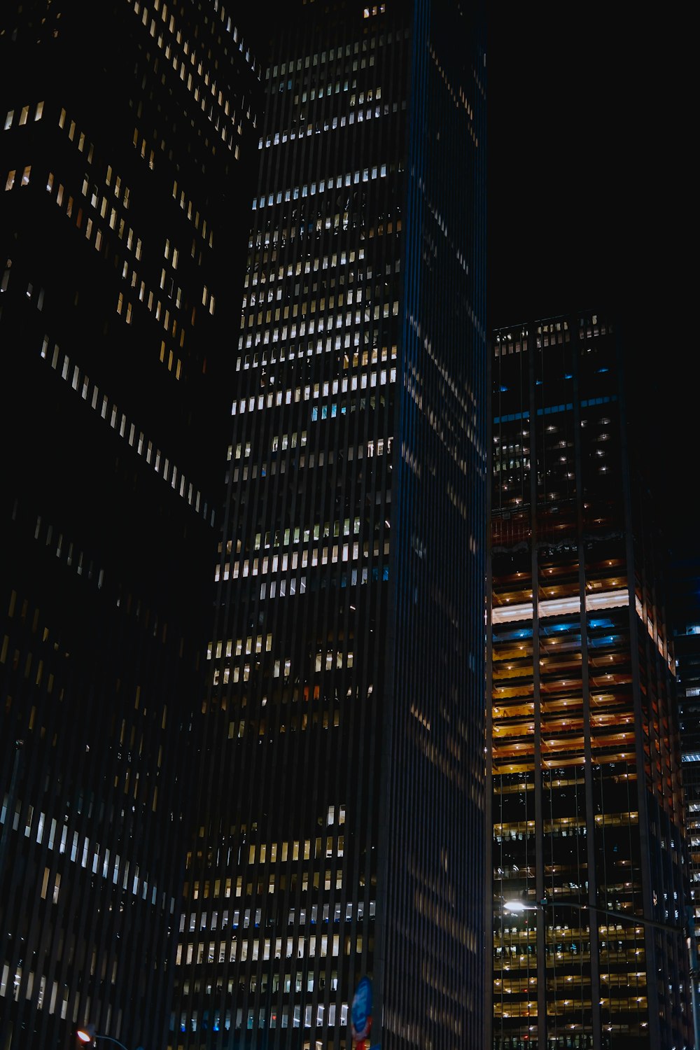high-rise buildings during night