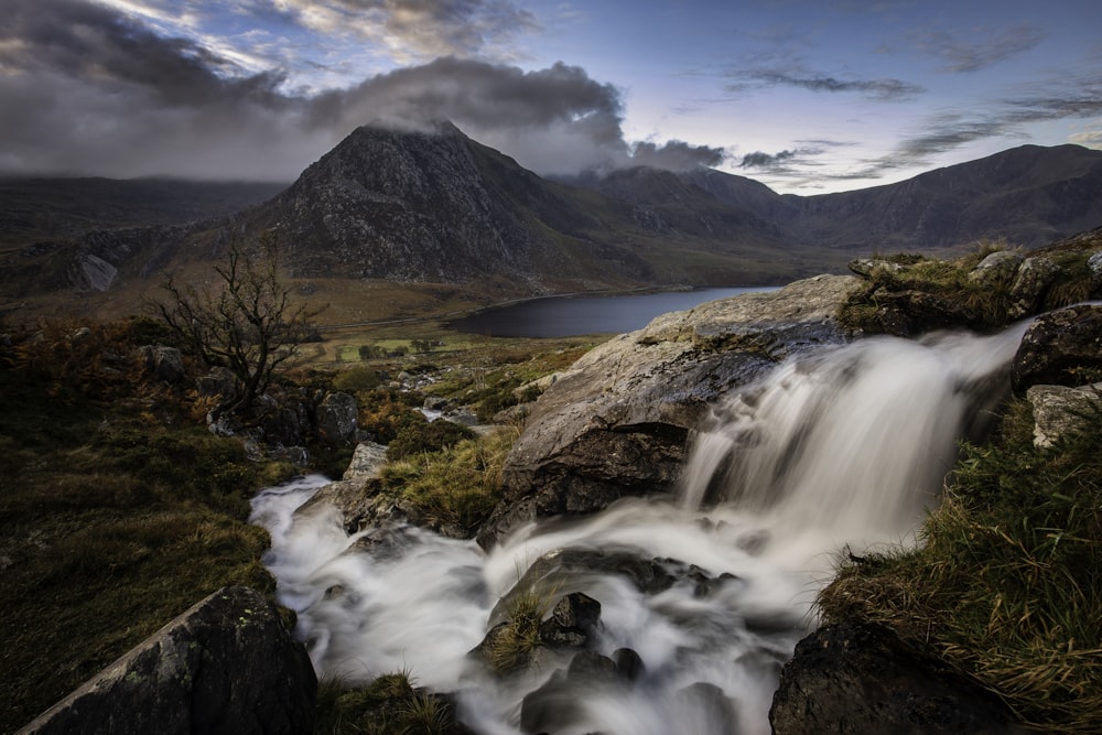 timelapse photography of falls and mountains