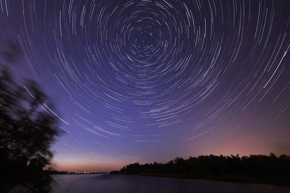 time-lapse photography of stars at night