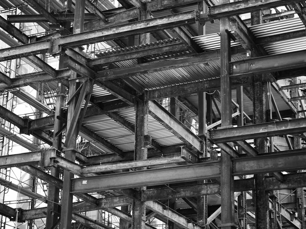 grayscale photography of building structure