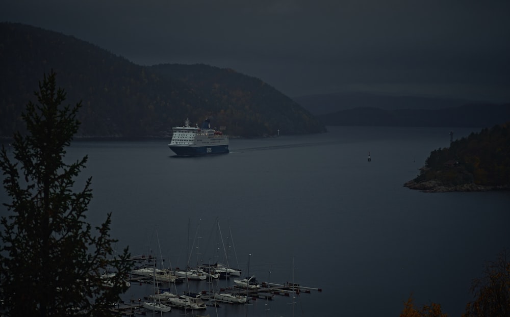 white and blue passenger boat on lake