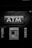 A black and white photograph of an ATM machine embedded in a wall. Above the ATM, there is a prominent sign with large letters spelling 'ATM'. To the sides, there are advertisements or logos for various card networks.