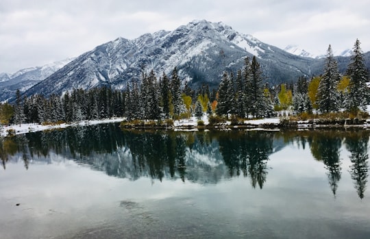 panoramic photography of body of water near alps in Banff Park Museum National Historic Site Canada