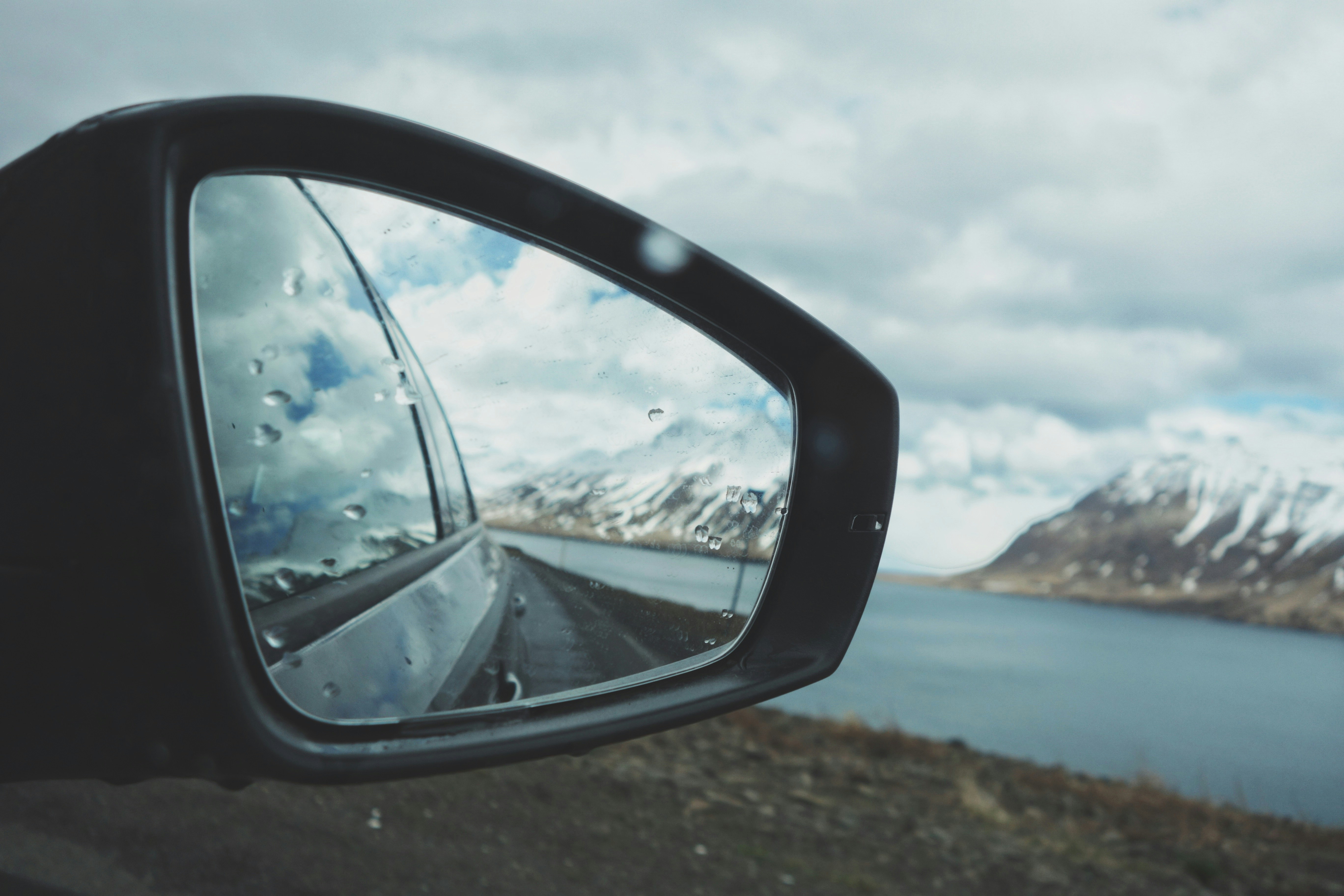 the views that you can see from the car mirrors during iceland road trip