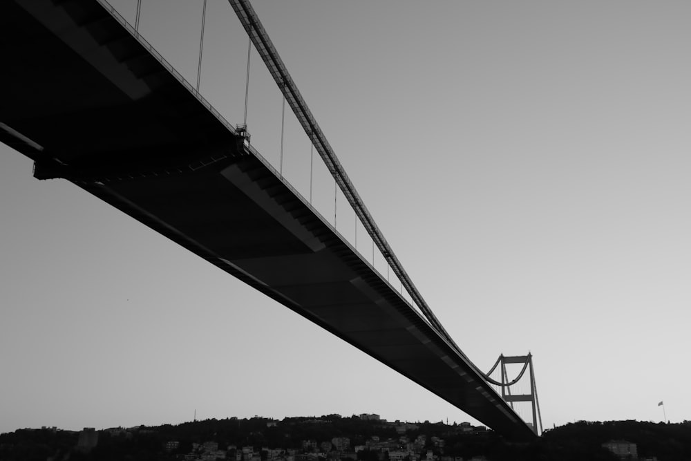 grayscale photo of bridge