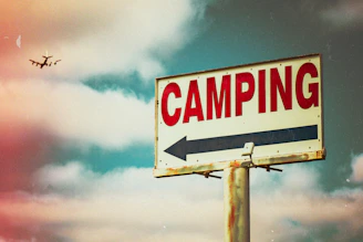 Camping road sign