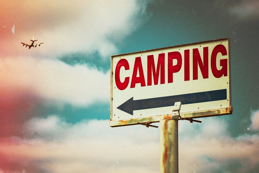 Camping road sign