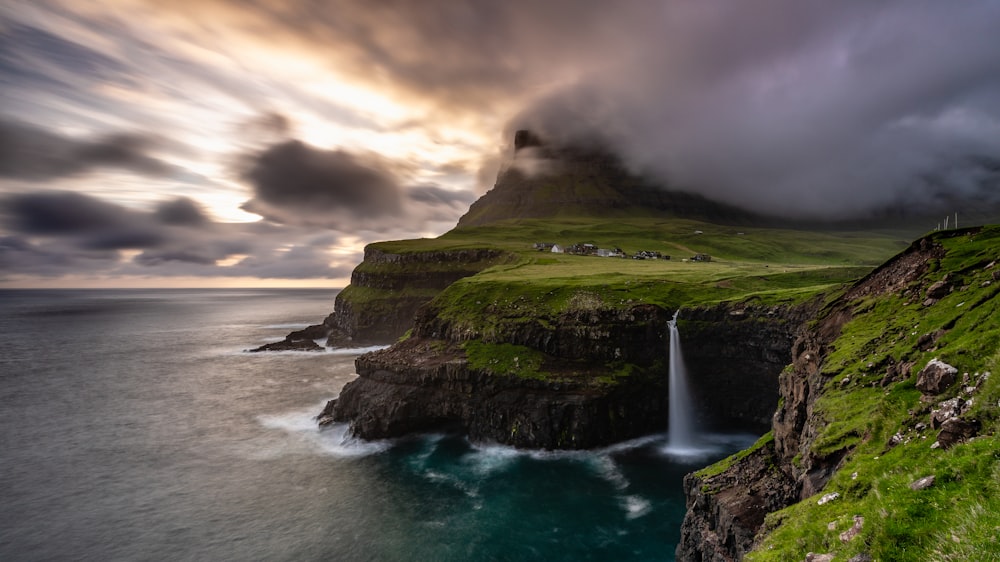 landscape of mountain and body of water