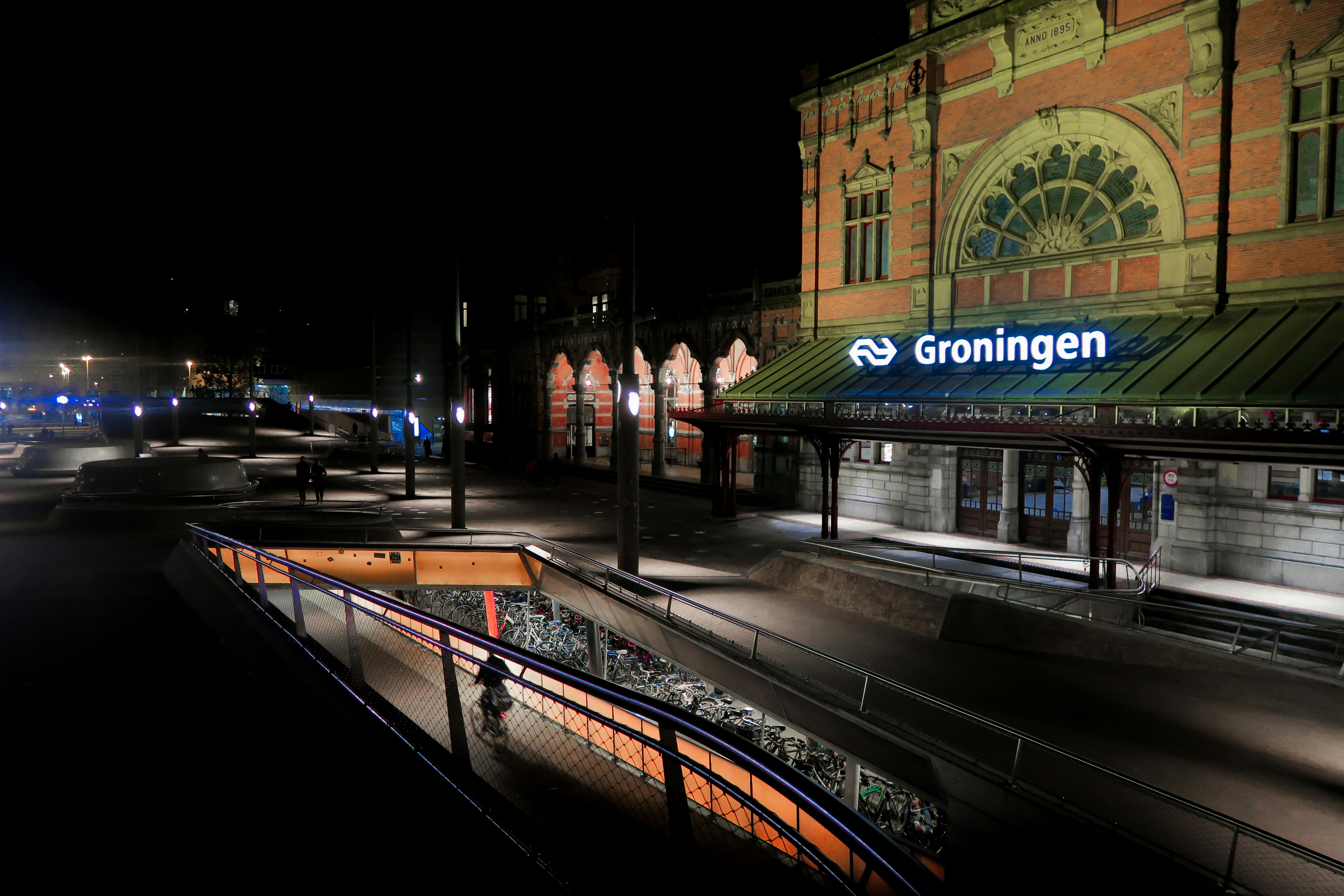 Groningen signage on green metal roof