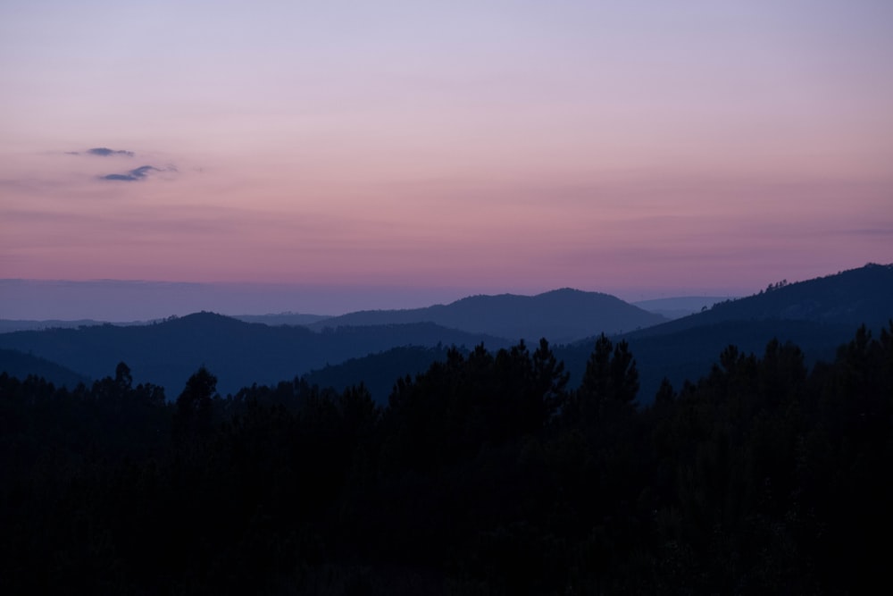 야간의 산 풍경 사진