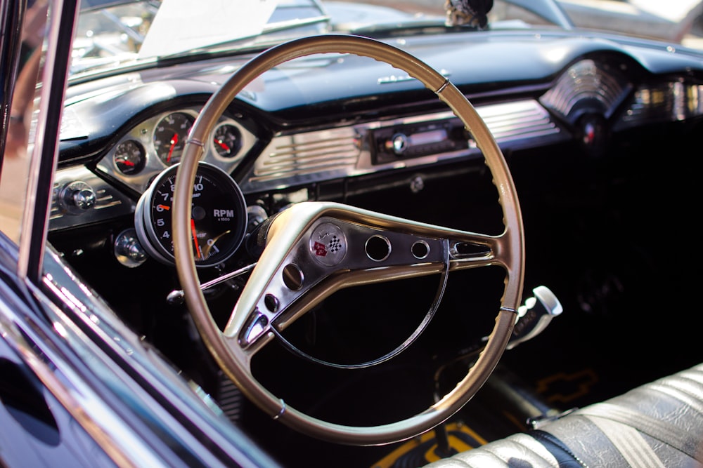 gold steering wheel