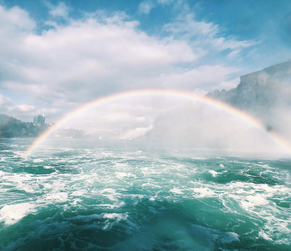 rainbow over sea