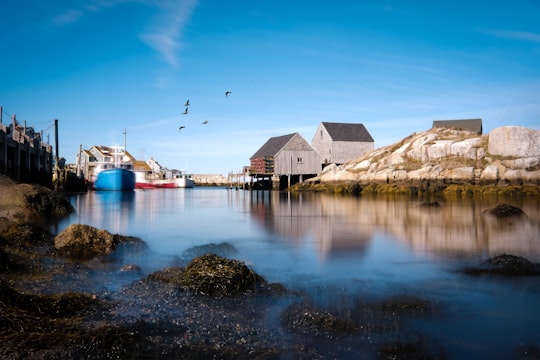 architectural photography of house near body of water in Peggy's Cove Canada