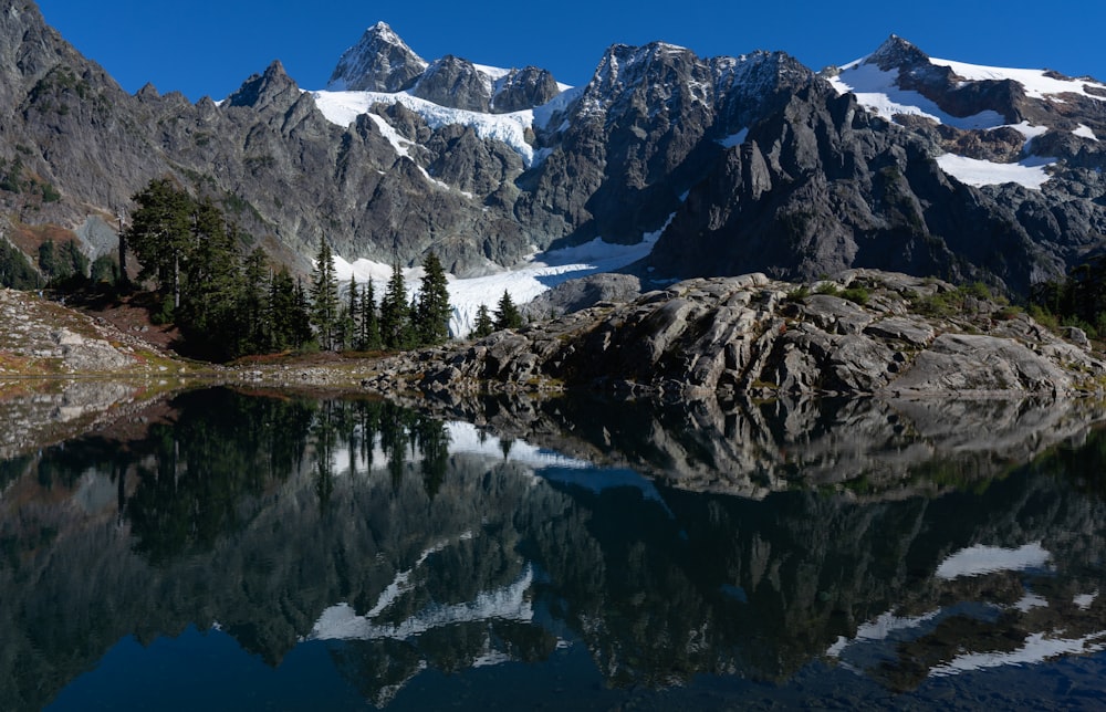 landscape photography of mountain near lake