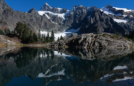 landscape photography of mountain near lake in North Cascades National Park, Mount Shuksan United States