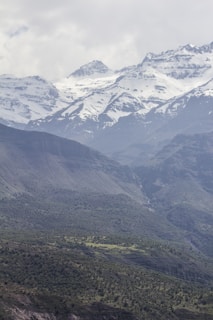 Snow-capped peaks of the Himalayas framing the lush green meadows of Gulmarg.