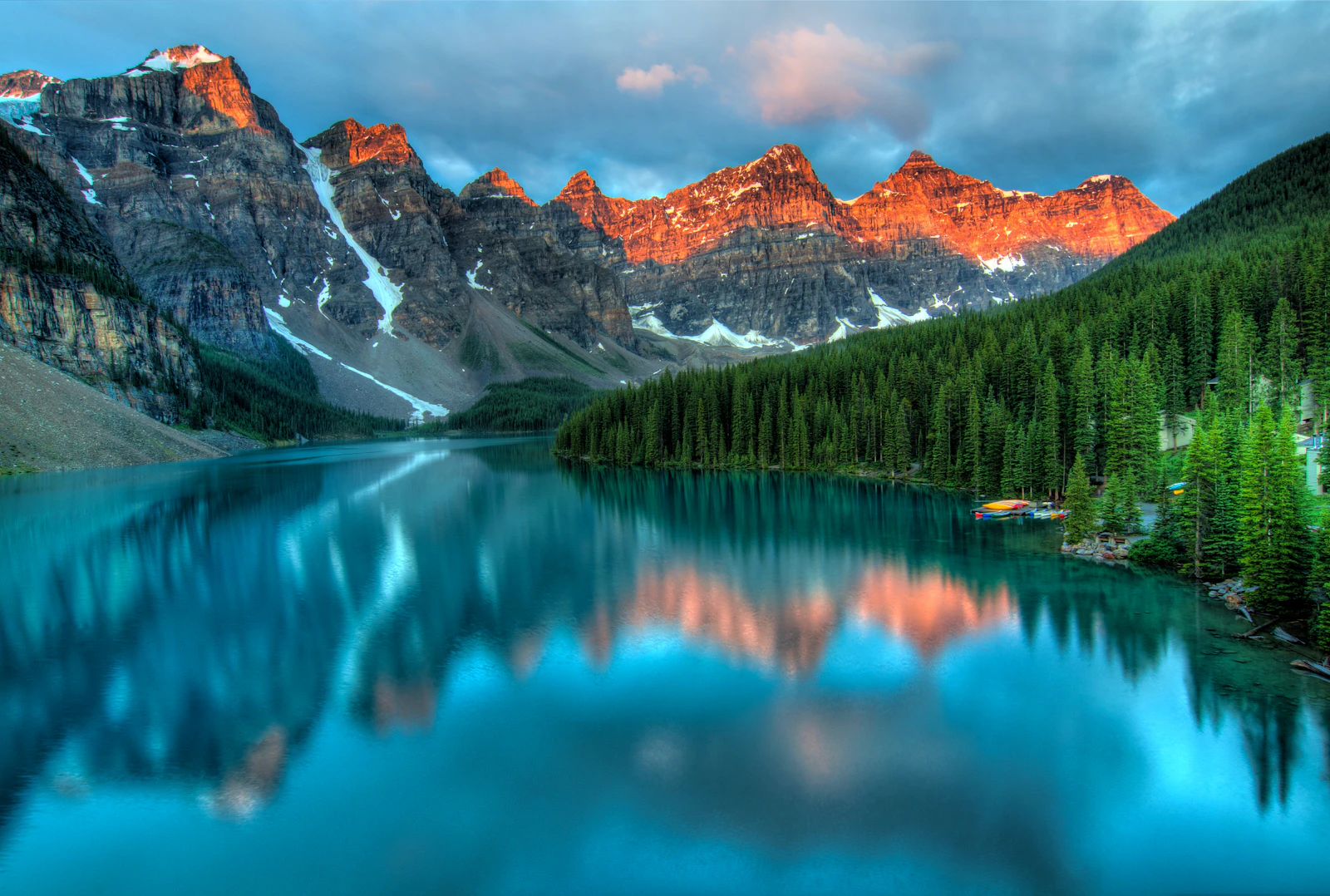 Moraine Lake below the Valley of the Ten Peaks in the Canadian Rockies