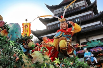 A dramatic scene of Sun Go Kong facing celestial generals in an epic battle.