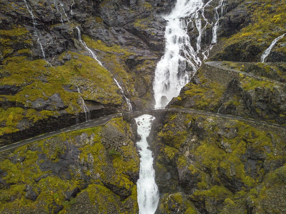 aerial photography of waterfalls during daytime