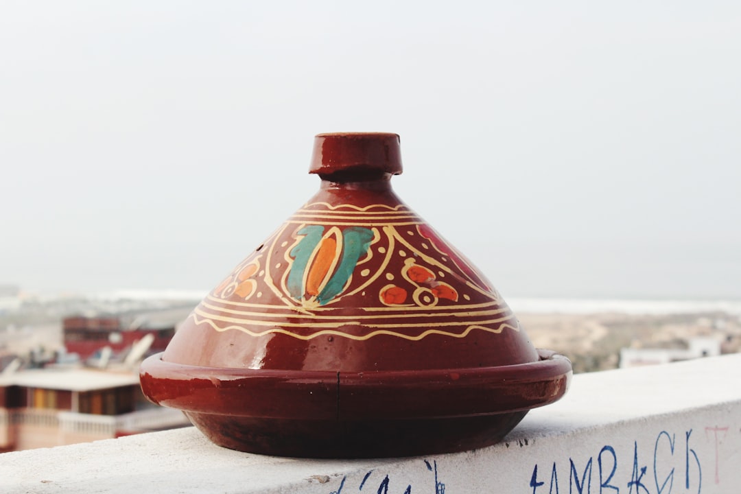 brown ceramic bottle