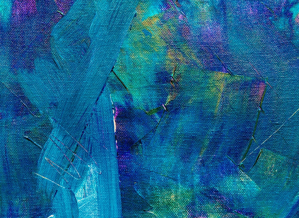 blue green and yellow abstract painting